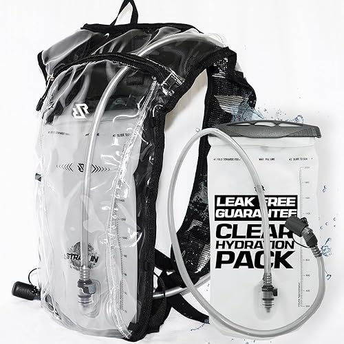 RAVERUNNER Paquete de hidratación transparente  Mochila de hidratación aprobada por festivales transparente con vejiga de 2 litros  Mochila ligera