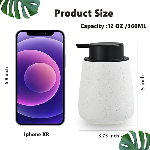 Miniatura 5 de Dispensador de jabón líquido de cerámica de 12 oz - Dispensador moderno de loción y jabón de manos con bomba negra fácil de presionar, dispensadores