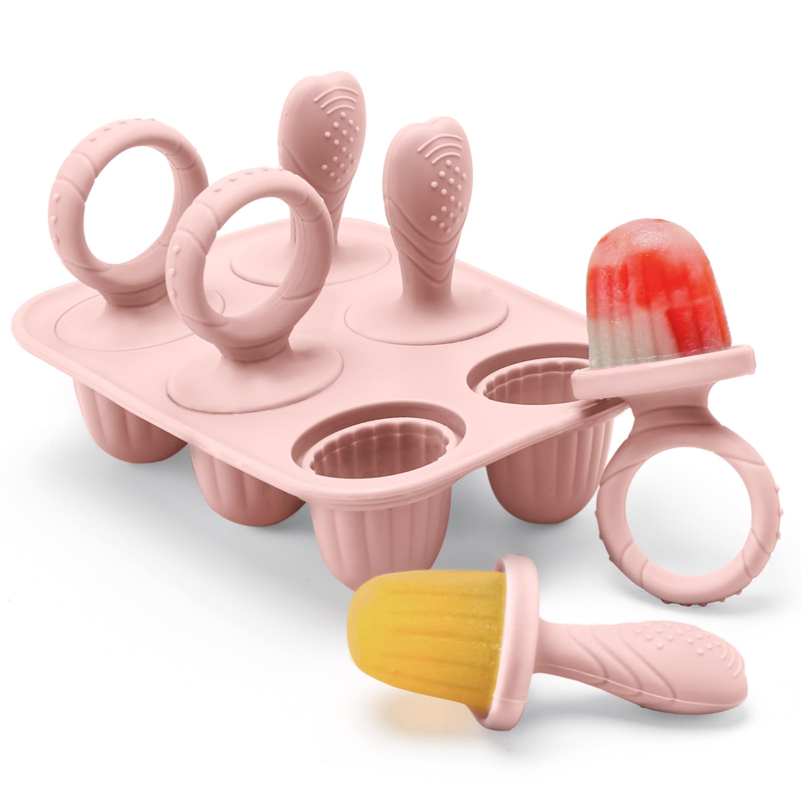 CLDY Mini BPA-Free Silicone Ice Lolly Moulds Kit for Toddlers - 6 Pcs 17ml Moulds with Reusable Sticks, Freezer & Dishwasher Safe (-40°C to 230°C), Baby Food Safe (Pink) — image 1