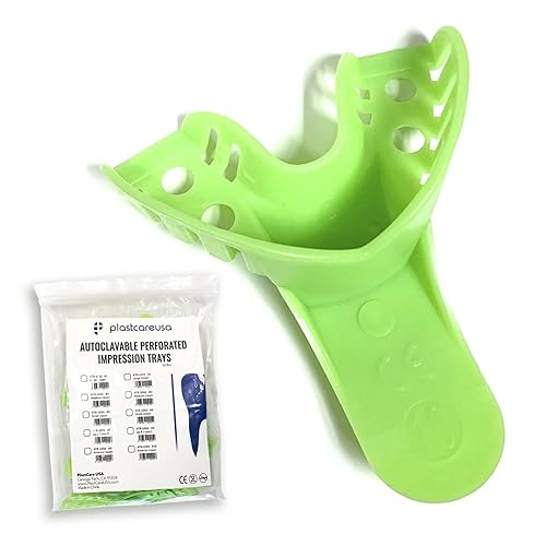 Bandejas de impresión dental anterior inferior - Juego de bandejas de impresión perforadas autoclave - Tamaño número 10 (bolsa de 12) por PlastCare
