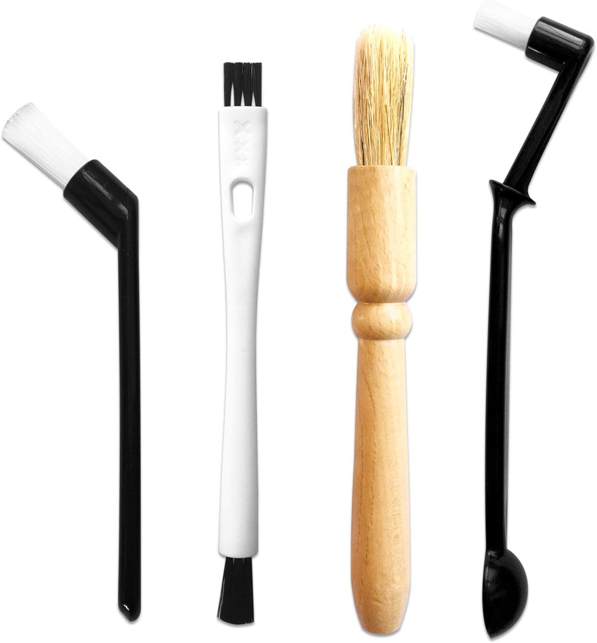 ACKLLR Coffee Grinder Cleaning Brush, Heavy Wood Handle & Natural Bristles Wood Dusting Espresso Brush and Nylon Espresso Machine Brush with Spoon for Bean Grain Barista Pasta Makers Home Kitchen