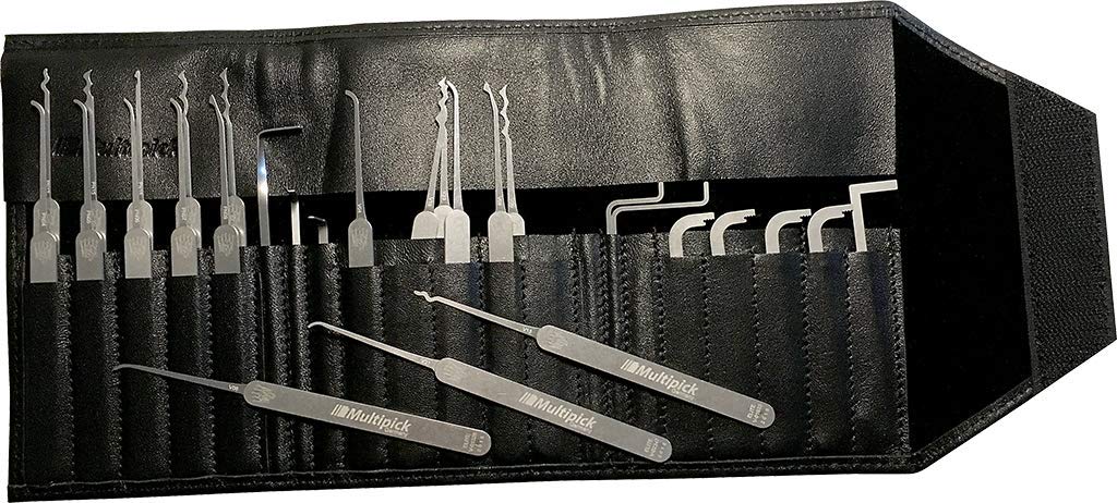 MULTIPICK ELITE 29 Set profesional de ganzúas [29 Piezas | 0,4 + 0,6 mm] Made in Germany - Ganzua Lockpicking - Kit cerrajero para abrir puertas - Herramienta - Accesorios cerraduras - Lockpick