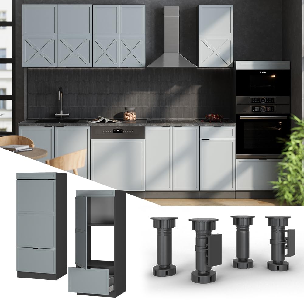 Vicco Meuble Cuisine Fame-Line, Anthracite Haute Brillance/Chêne de Force doré, 50 cm sans Plan de Travail