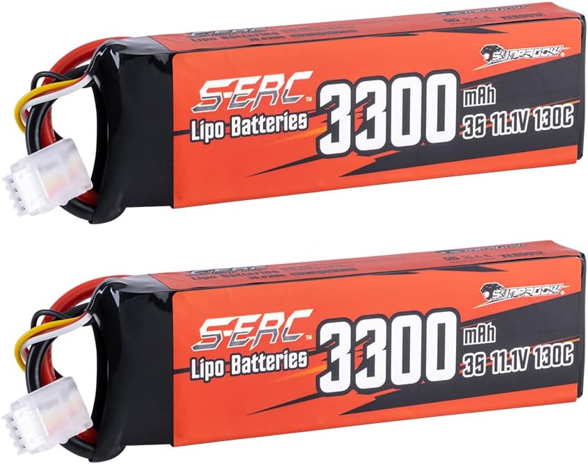 SUNPADOW 3S FPV Lipo Battery 3300mAh 11.1V 130C Soft Pack with XT60 Connector Rechargeable for RC FPV Quadcopter Airplane Helicopter Airplane Drone (2 Count)