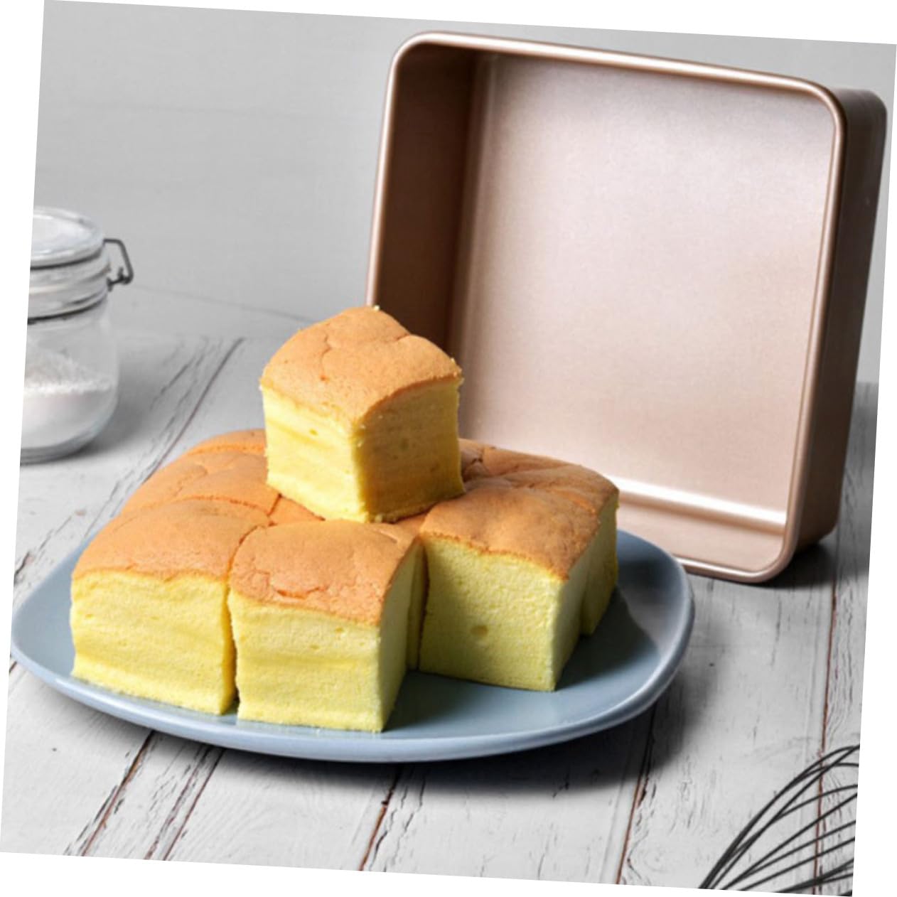 TEHAUX Edelstahl Antihaft Kuchenform Quadratisch Leicht zu Reinigen Backform für Brot und Kuchen Vielseitig als Kuchenplatte und Kastenform zum Backen