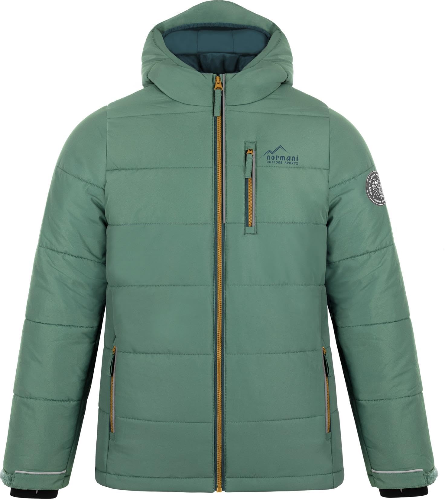 normani Kinder Thermojacke Winterjacke gefütterte Skijacke - Wasserdichte Steppjacke mit Kapuze und Reflektoren für Junge und Mädchen