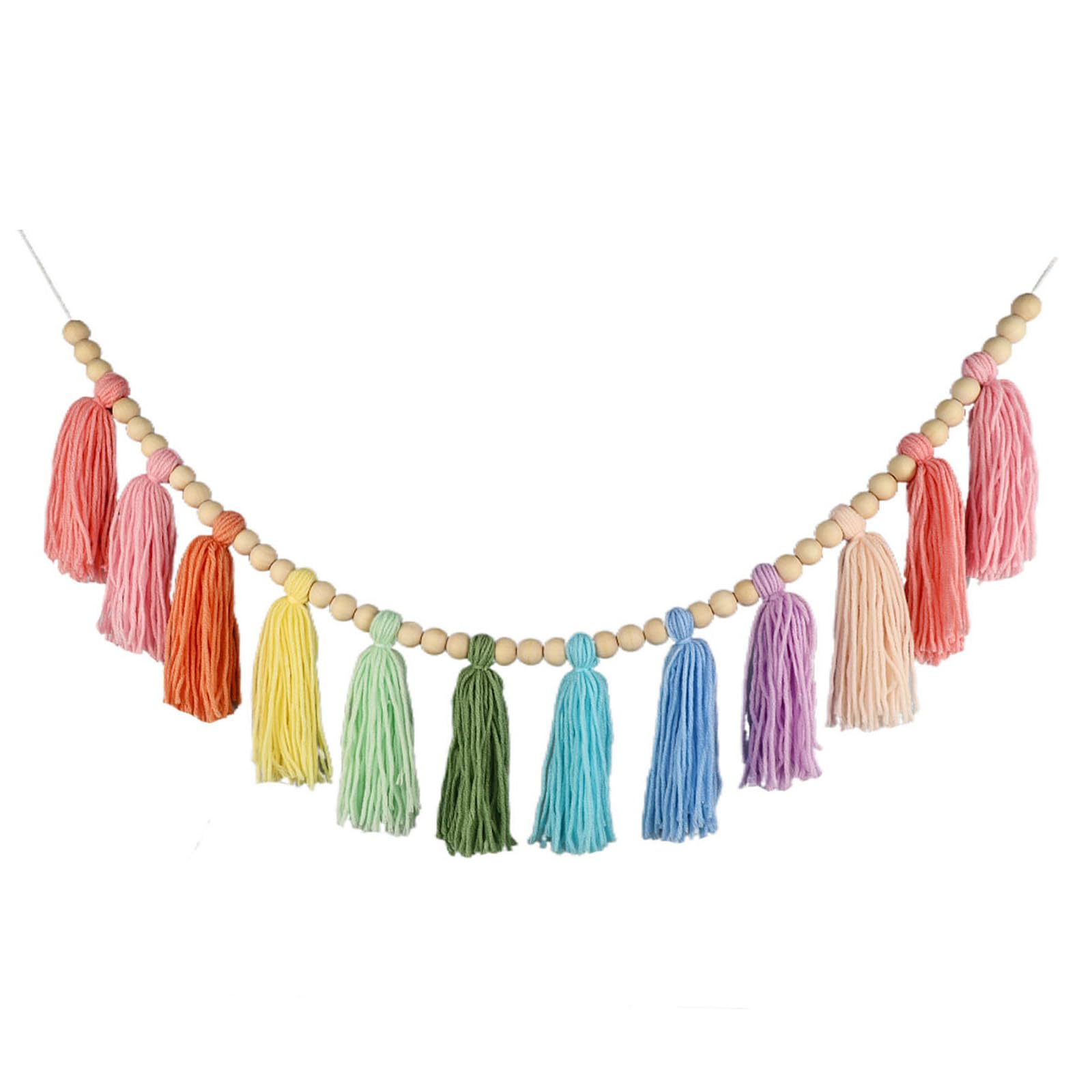 Xjdzineq Tassels Garlands Cotton Pastels Banners Colorful Birthday Christmas Party Decoration Wall Hangings for Bedroom, Nursery Wall Decoration