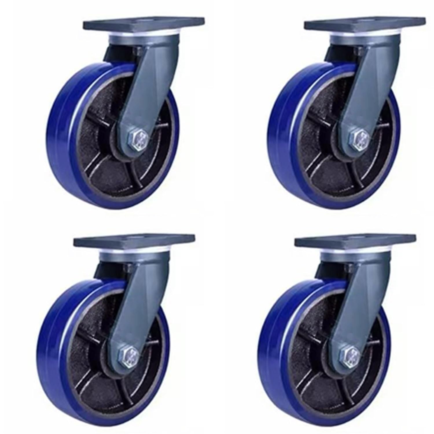 Rotelle Pivotanti Industriali 125/150/200mm, Portata Max 7200kg, Set di 4 AntiGraffio Ruote con Freno, Pesante TPR Ruota di Trasporto(4*Swivel,6in(150mm))