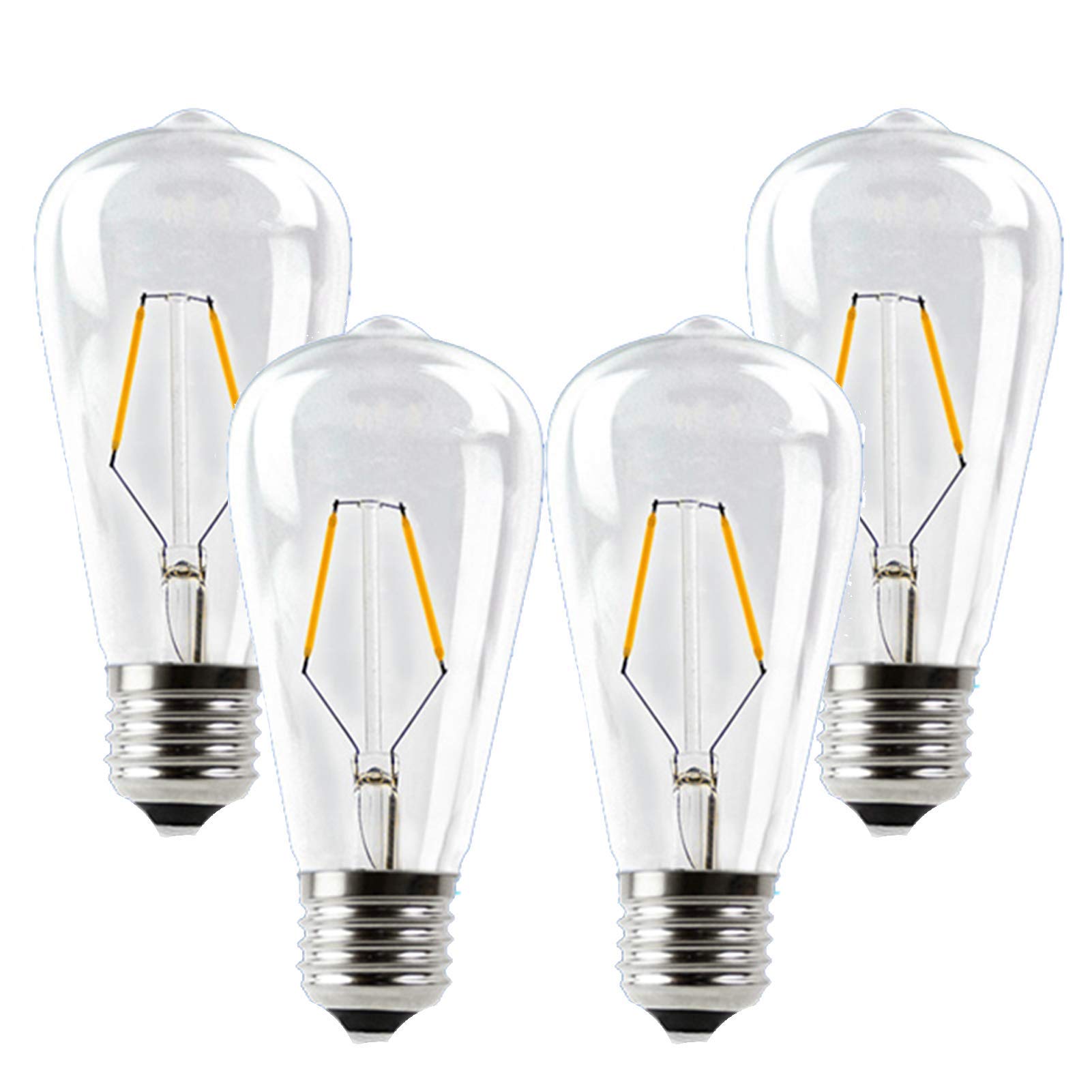 Bombilla LED Regulable Edison 200 Lúmenes 20W Reemplazo ST64/2W E27 Base Estándar, Utilizada en Hogares, Bares y Restaurantes, 4 Piezas, Luz Blanca