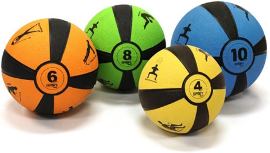 4lb Smart Self-Guided Medicine Ball – Rubber Medicine Ball Helps Develop Core Strength, Balance and Coordination, Features 8 Exercises Printed on Ball for Easy Reference, Yellow, Prism Fitness