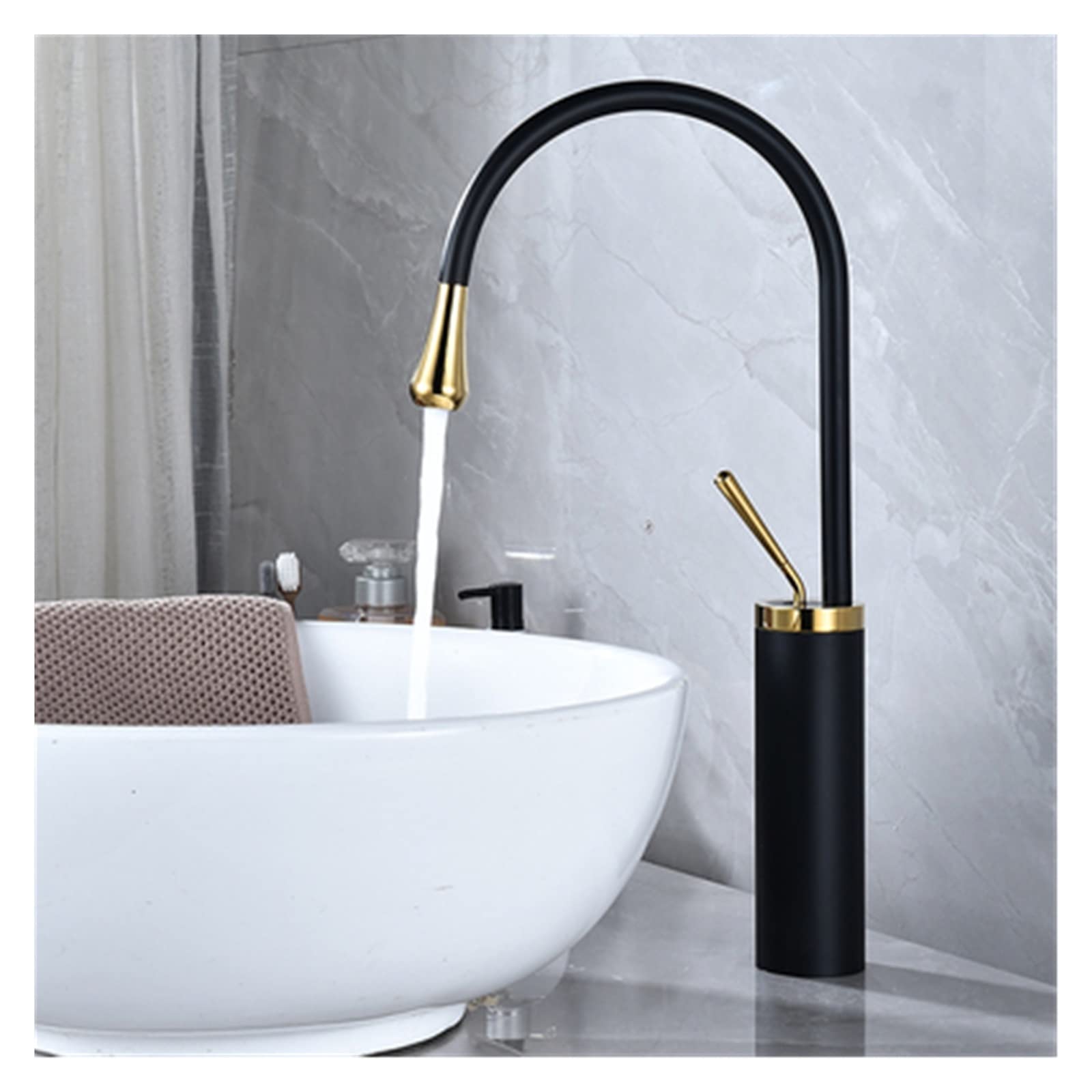 Robinet blanc et or haut en laiton massif pour vasque de salle de bain design