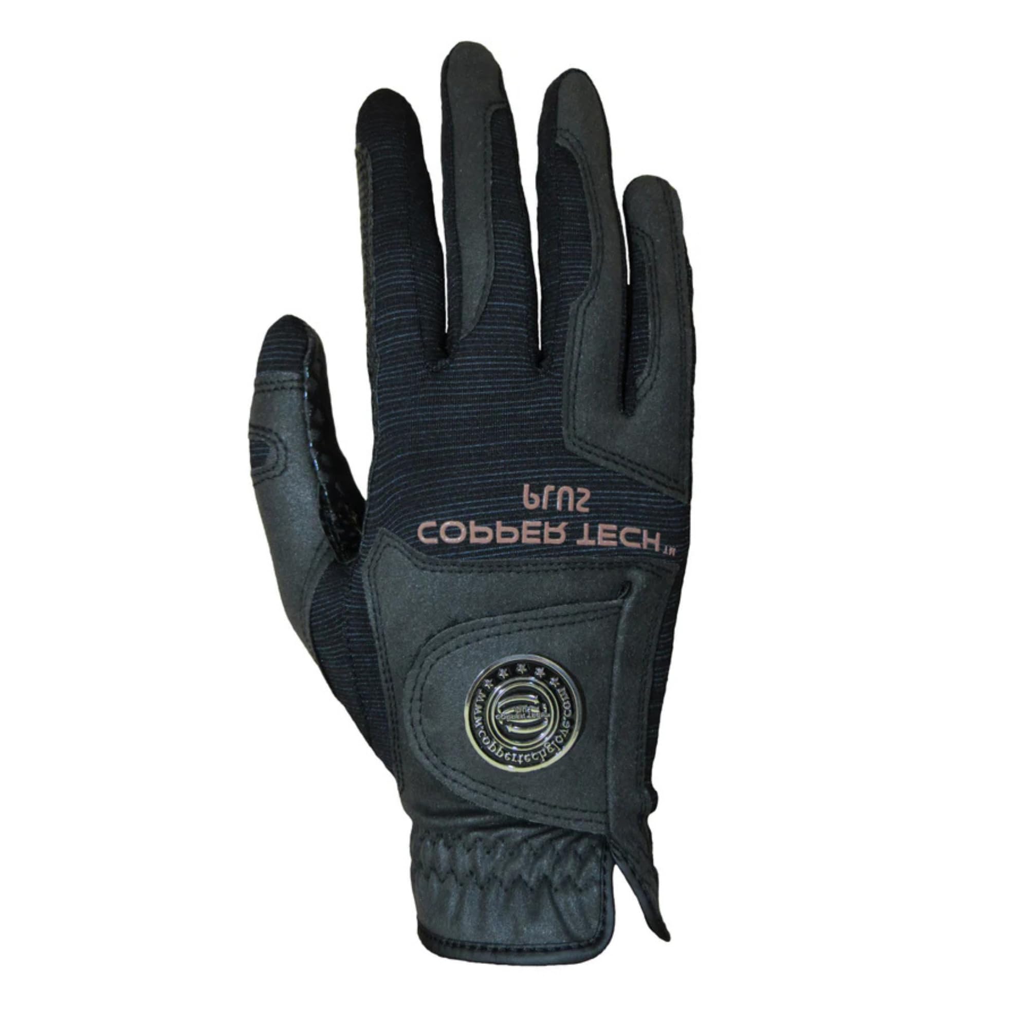 Copper Tech Plus Copper Infused Golf Glove for Men – Black/Black – Compression Fit Arthritis Relief Non-Slip Grip Muscle & Joint Support – USGA