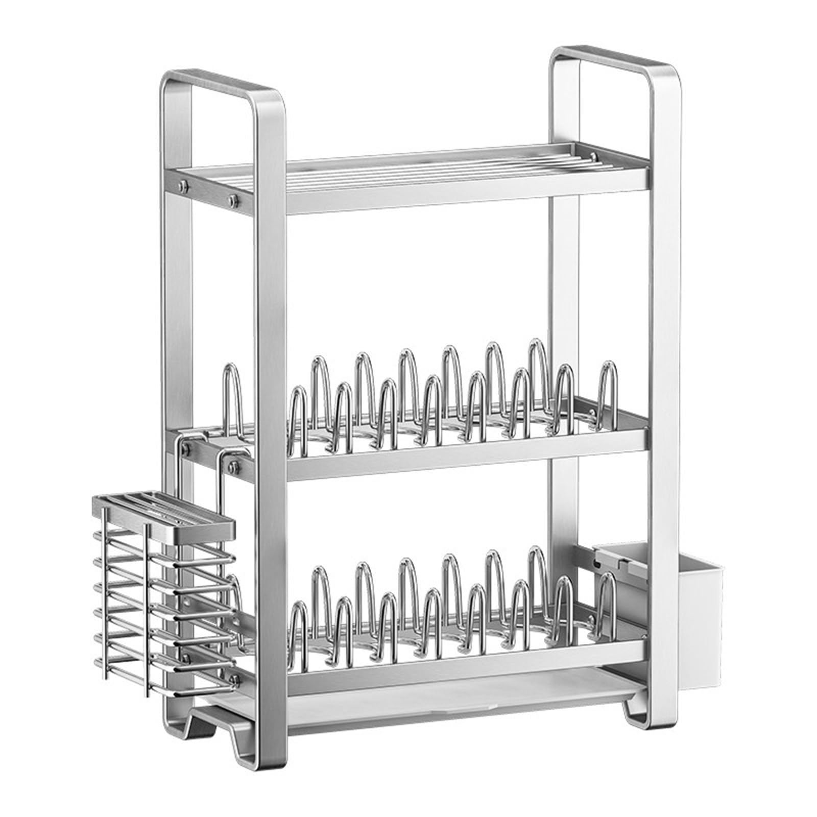 Égouttoir à Vaisselle Compact à 3 Niveaux en Acier Inoxydable, Organisateur