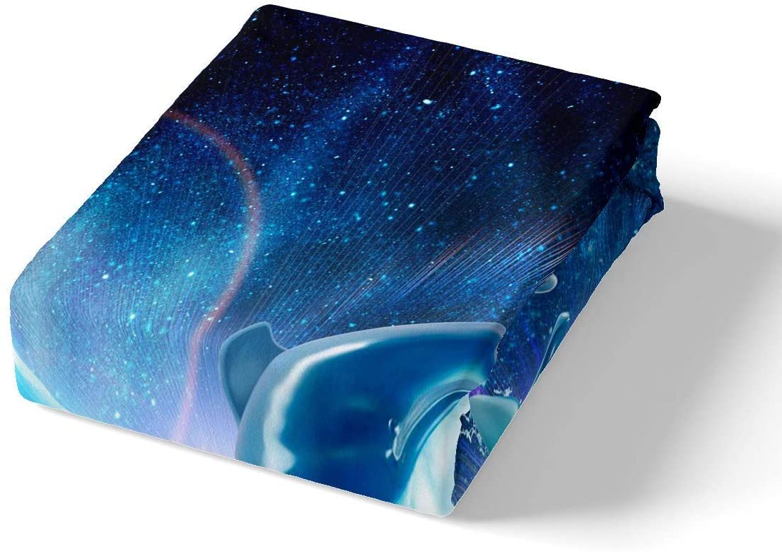 Loussiesd Galaxy Bedding Set Dolphin Comforter Cover for Kids Adult Ocean Marine Themed Duvet Cover Sea Creatures Bedspread Cover Starry Sky Blue Brigh Room Decor 3Pcs with 2 Pillow Case Super King - Image 4
