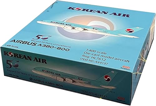 Miniatura 6 de Modelo de aleación de avión fundida a presión, modelo de avión de avión de avión coreano 1/400 Korean Air A380-800, juguetes y decoraciones para