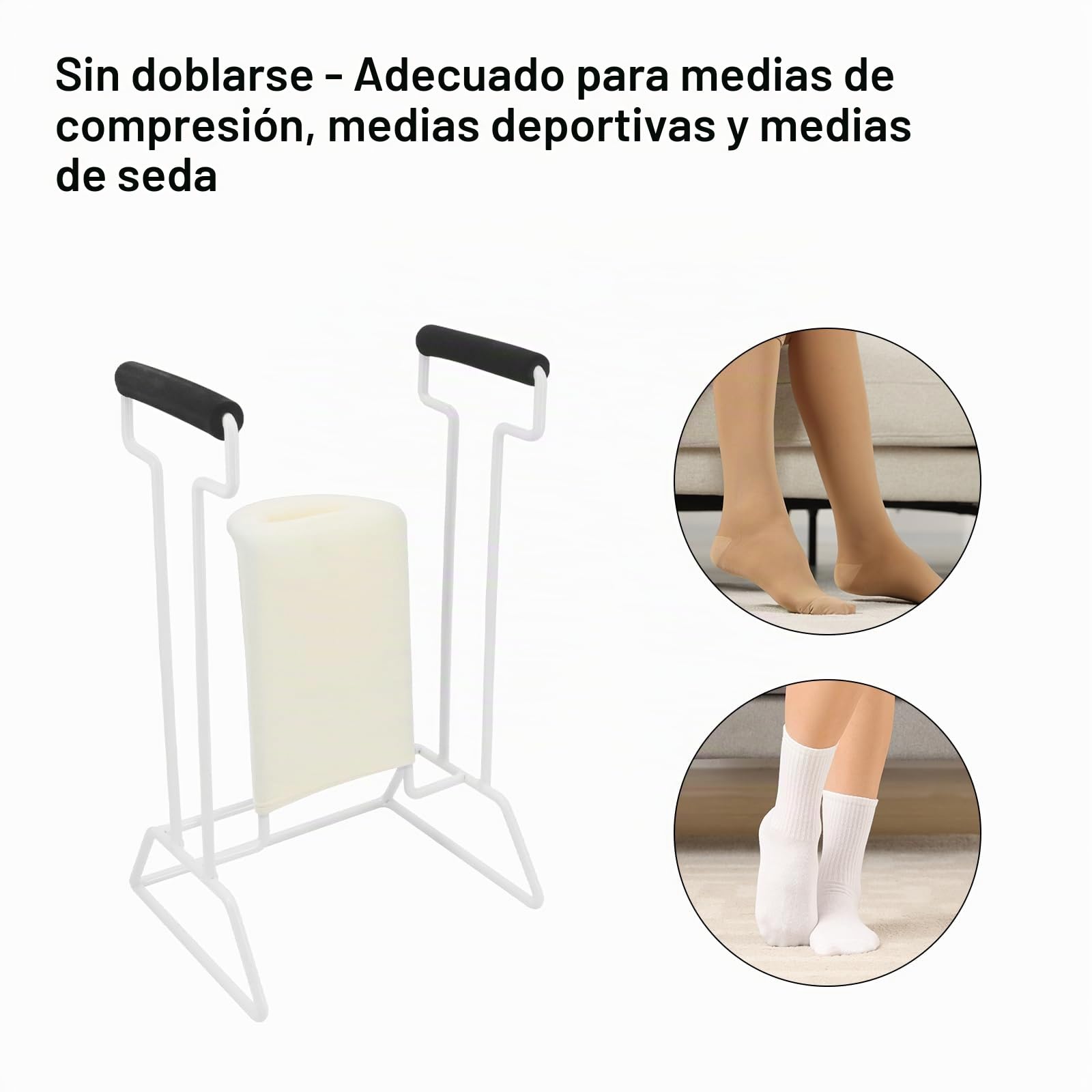Ayudas para calcetines de compresión, dispositivo auxiliar para poner medias, fácil agarre, ayuda a poner calcetines, dispositivo estable para calcetines