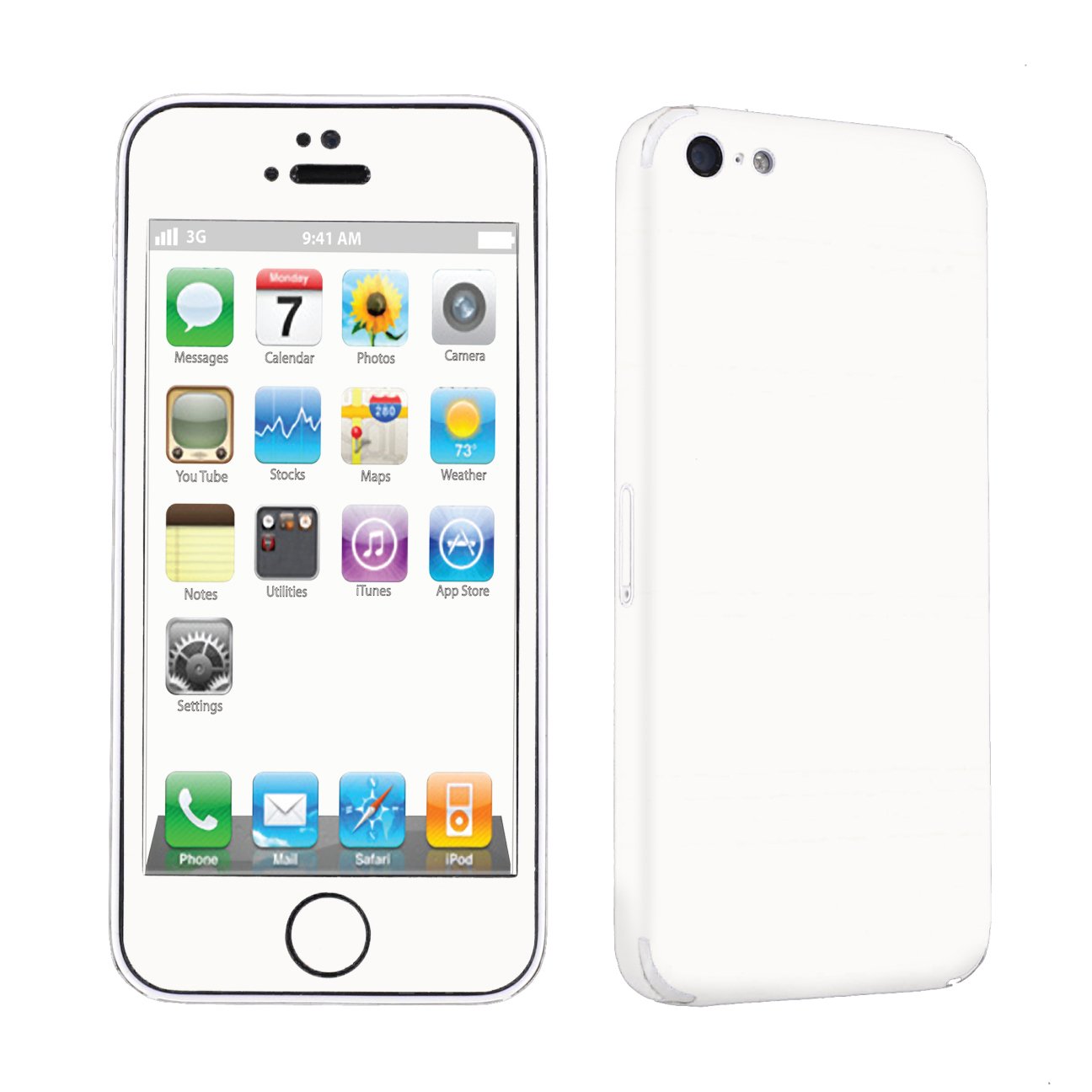 SkinGuardz Protective Vinyl Decal Sticker Skin for Apple iPhone 5C - (White)