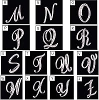 Vista 6 de ETHOON Broche de letras, broche de diamantes de imitación con inicial para mujer, manualidades, plateado A-Z, Joya