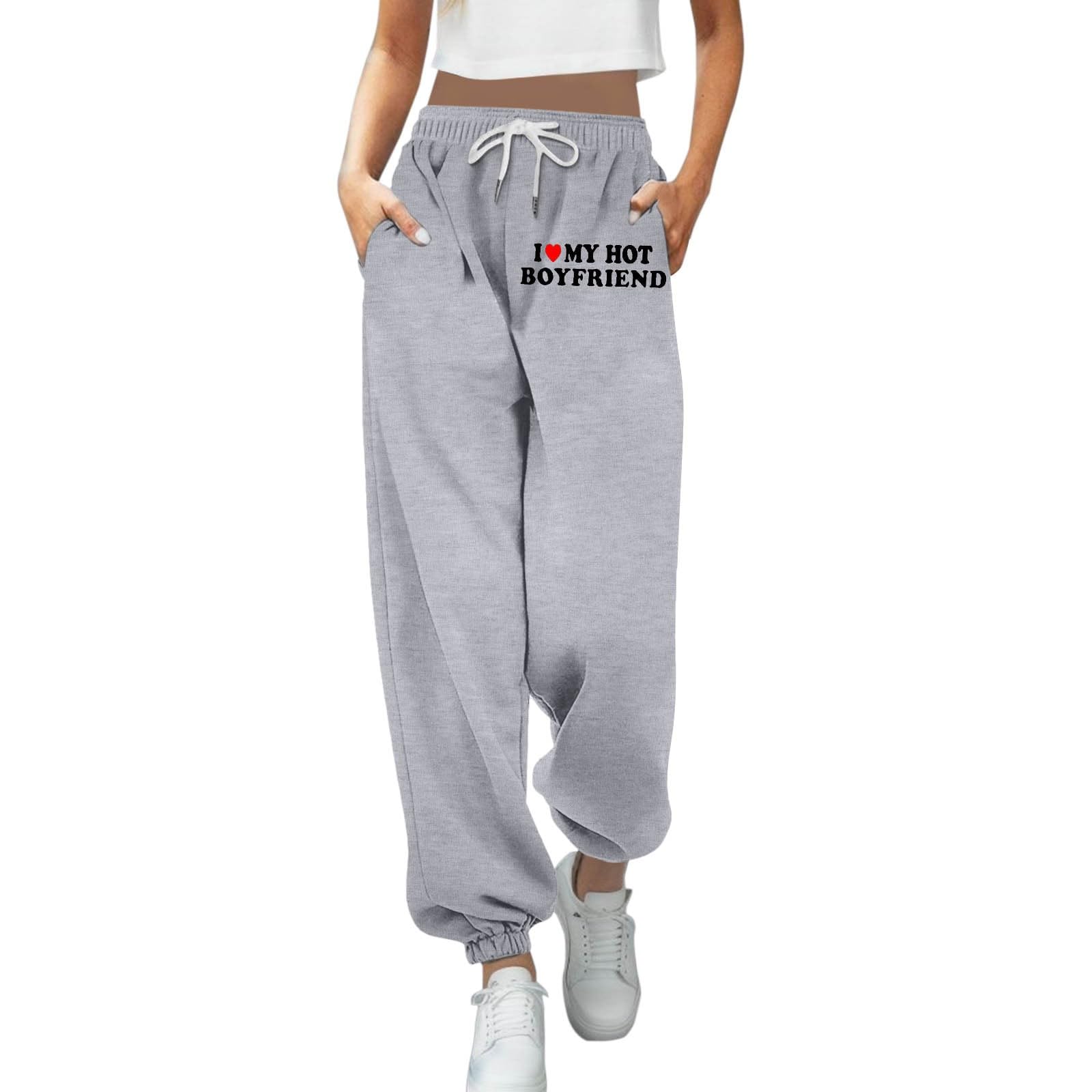 Generisch 2025 Joggingbroek voor dames, met fleecevoering, brede rechte