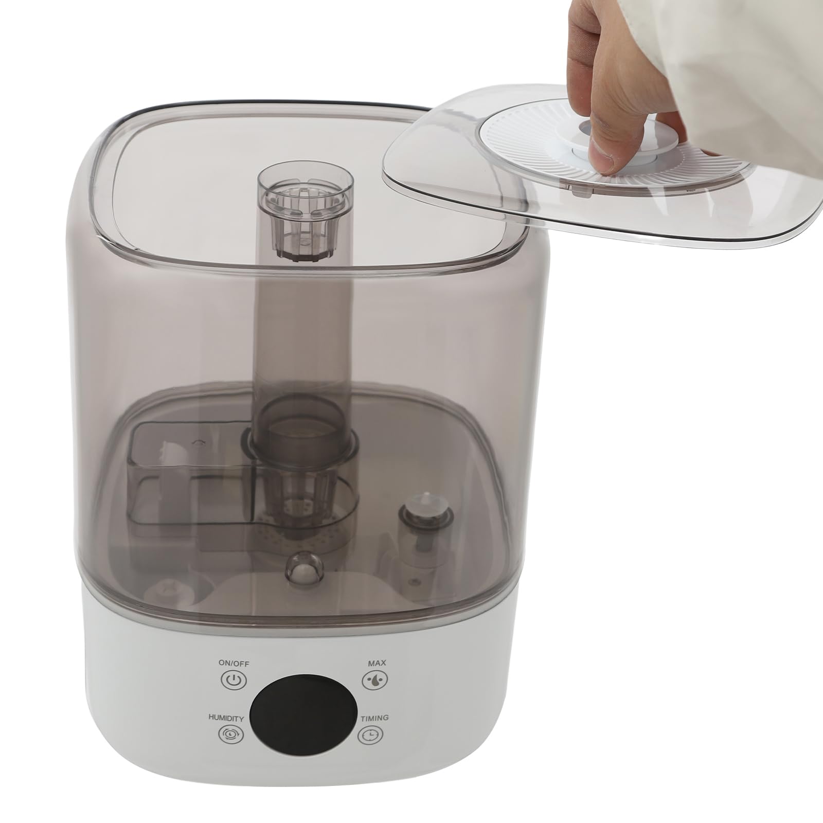 Humidificador de relleno superior, 5 l, humidificador inteligente para 107,64 – 538,2 ft², boquilla de rotación de 360 grados, regulación de 3 niveles, humidificador ultrasónico, para dormitorio