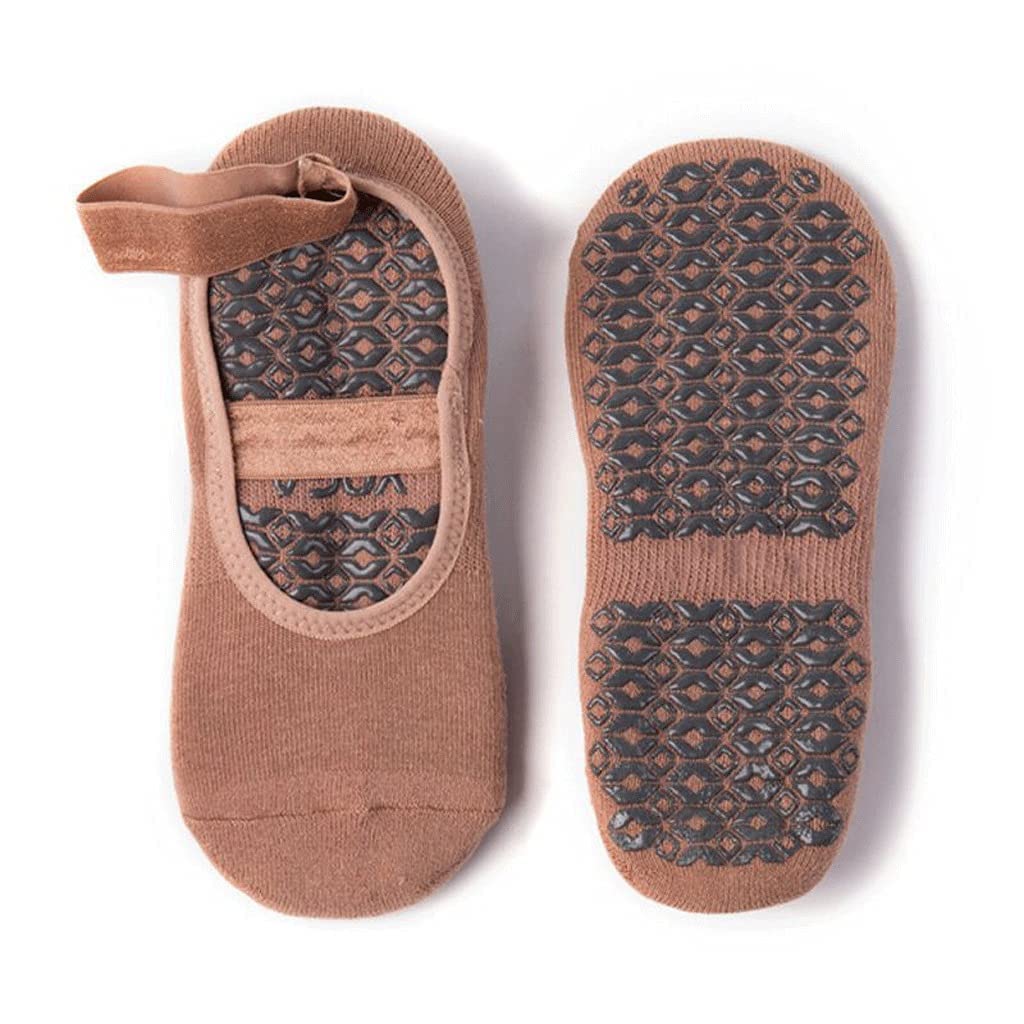 UE 35-40. Kobiety Bandaż Joga Skarpety antypoślizgowe Szybki Suchy Suchy Pilates Balet Skarpety do Womensocks (Kolor: Brown) (Color : Black, Size : -)