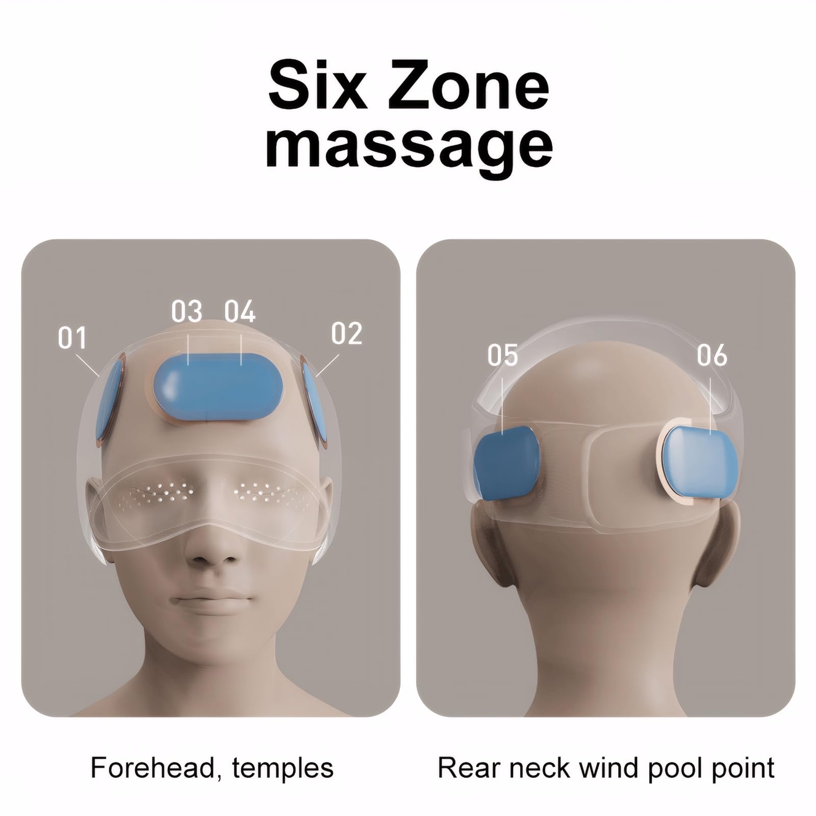 JIANYANA Kopf- und Augenmassagegerät mit Wärme - 6-Zonen-Luftkompressions-Kopfhautmassagegerät, Graphene beheizte Augenmaske, 4 Modi & verstellbarer Gurt für Migräne-Linderung, Stressentspannung