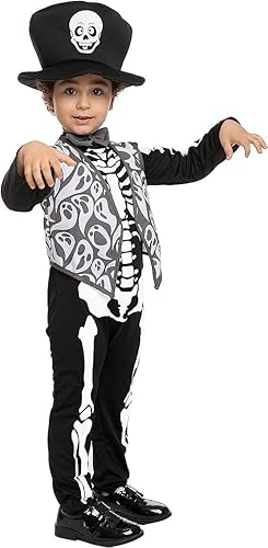 Miniatura 2 de Spooktacular Creations Disfraz de esqueleto de Halloween para niños pequeños, disfraz de esqueleto que brilla en la oscuridad, disfraz