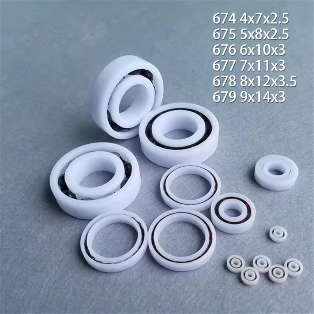 Cuscinetti a sfera 100 pezzi Cuscinetti in plastica POM 674 675 676 677 678 679 Cuscinetti in nylon Isolamento antiruggine Cuscinetti per skateboard(679 9x14x3)