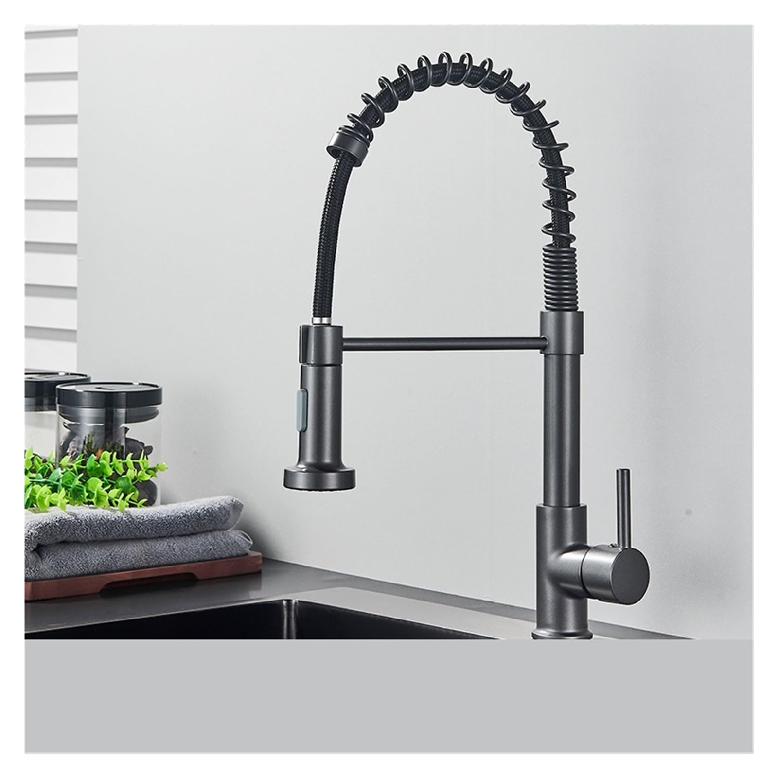 Matte Black Kitchen Sink Faucet Pull Down Kitchen Faucet Single