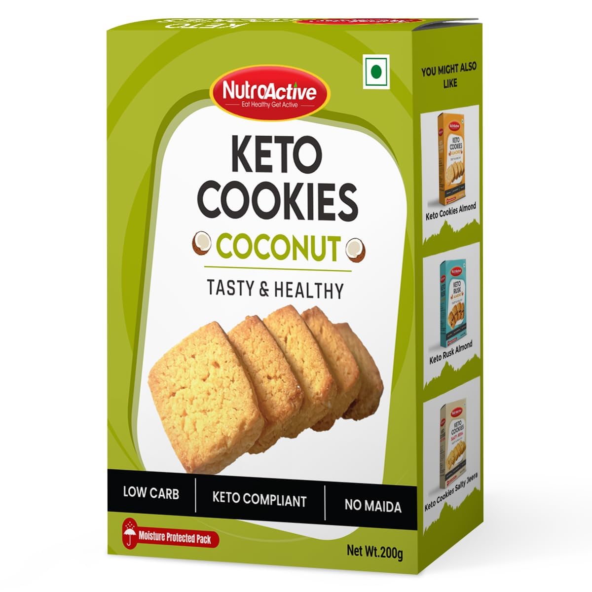 NutroActive Keto Coconut Cookies | Weight Loss Cookie/Biscuits | Gluten-Free Biscuit- 200g-picture-19