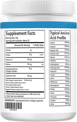 Miniatura 3 de Polvo de péptidos de colágeno avanzado I, II, III, V, X Sustituto, hidrólisis de colágeno, vitamina C y ácido hialurónico, para mejorar la piel