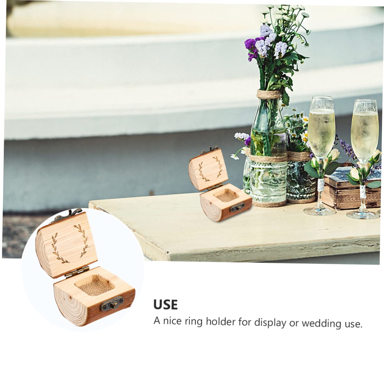 GALPADA 2pezzi Scatola Portafedi Legno Rustica Per Matrimonio Elegante Contenitore Per Anelli Accessorio Nuziale Durevole e Delicato Per Cerimonie e Feste Di Fidanzamento