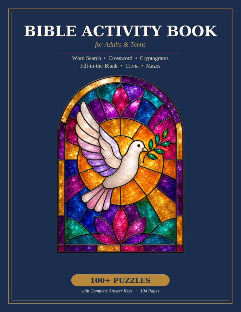 Bible Activity Book for Adults: Christian Word Search, Crossword, Cryptogram, Trivia & Maze Puzzles with Answer Keys for Teens & Bible Study Groups