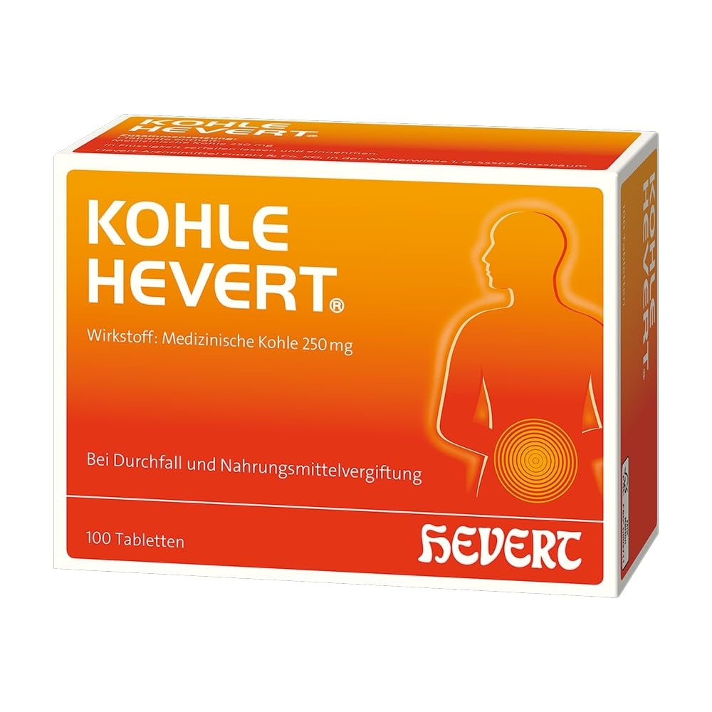Kohle Hevert – Tabletten gegen Durchfall und Vergiftungen (100 St.)