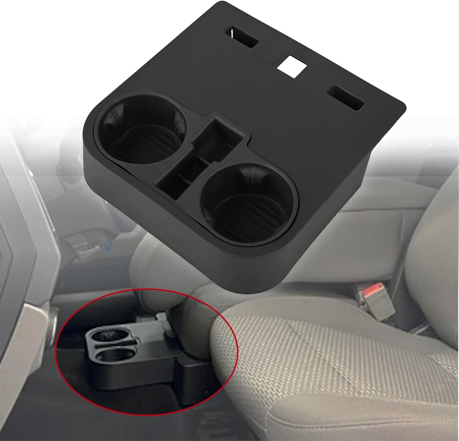 Center Console Floor Cup Holder Tray HC3Z-2813562-AB Compatible with Ford F150 2015-2020 / F250 F350 F450 Super Duty 2017-2022 Bench Seat Extra Cup Holder