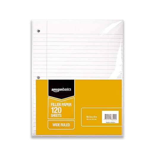 Amazon Com Amazon Basics 寬橫線活頁填充紙 1 張 10 5 X 8 英吋 約 4 X 3 公分 6 件裝 辦公用品