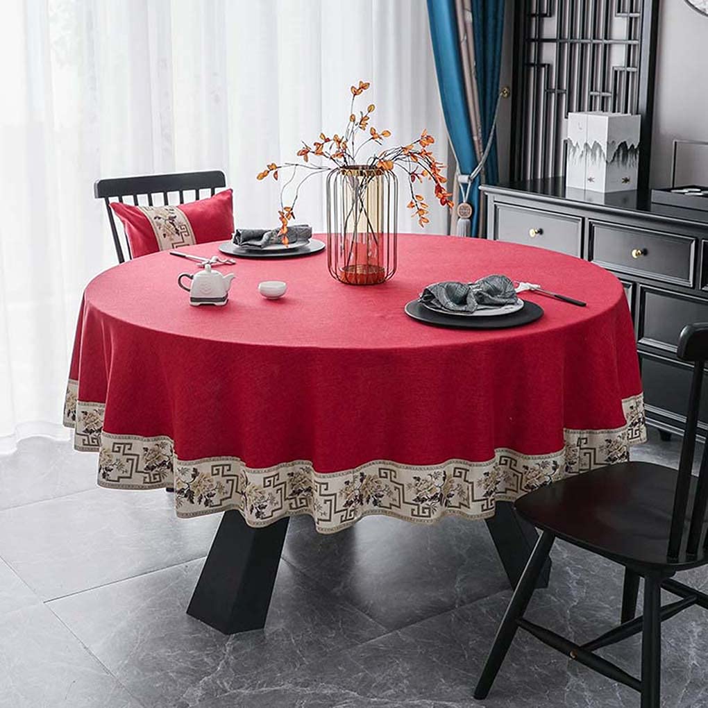 Amazon｜円形 テーブルクロス 撥水 古典風 赤 テーブルマット マルチ