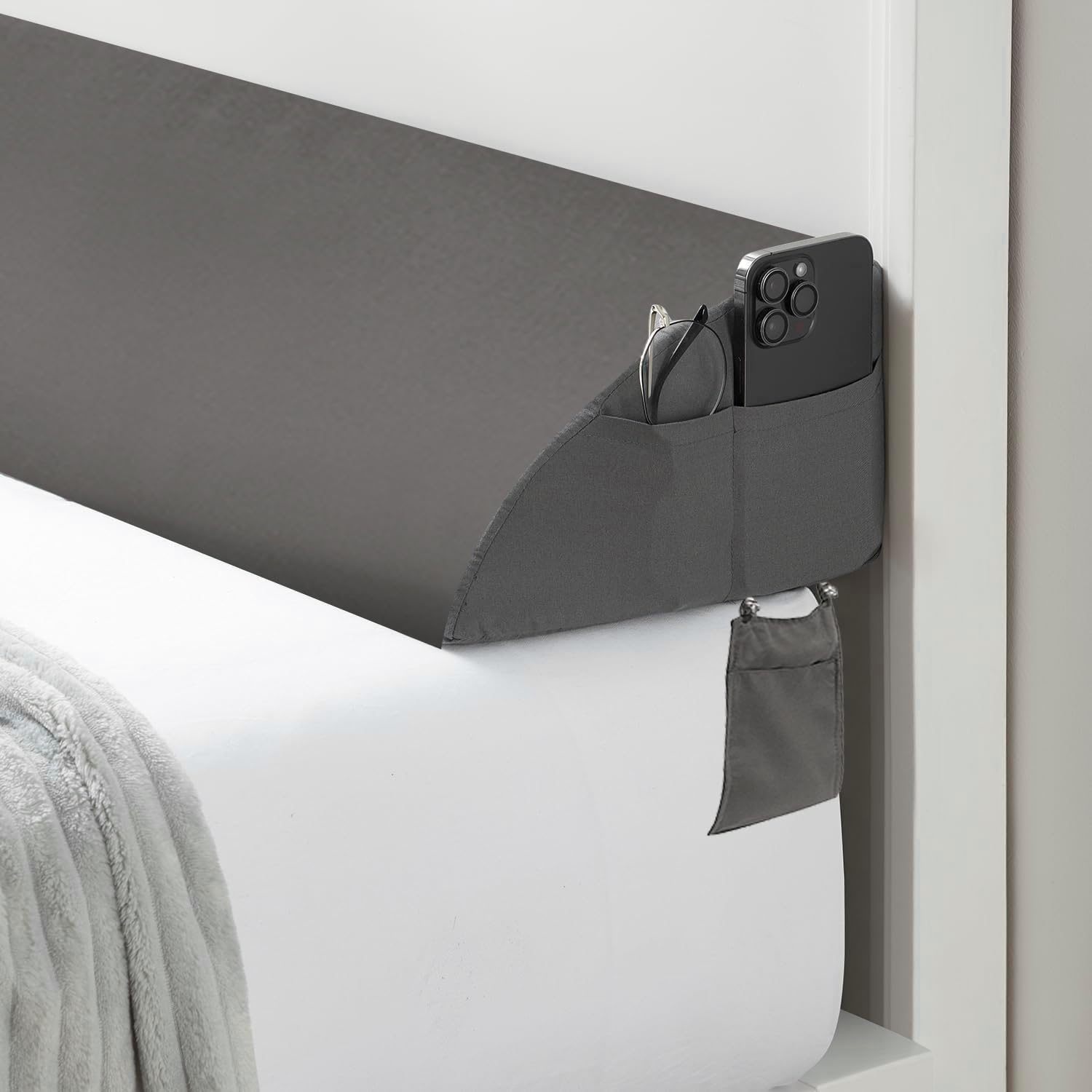 DiLuxy Wedge Pillow Headboard – Grey Plush Pillow 60