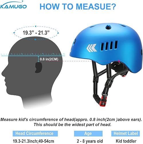 Miniatura 46 de KAMUGO Juego de casco de bicicleta para niños, casco para niños de 2 a 8 años con equipo de protección deportiva, rodilleras, coderas, muñequeras