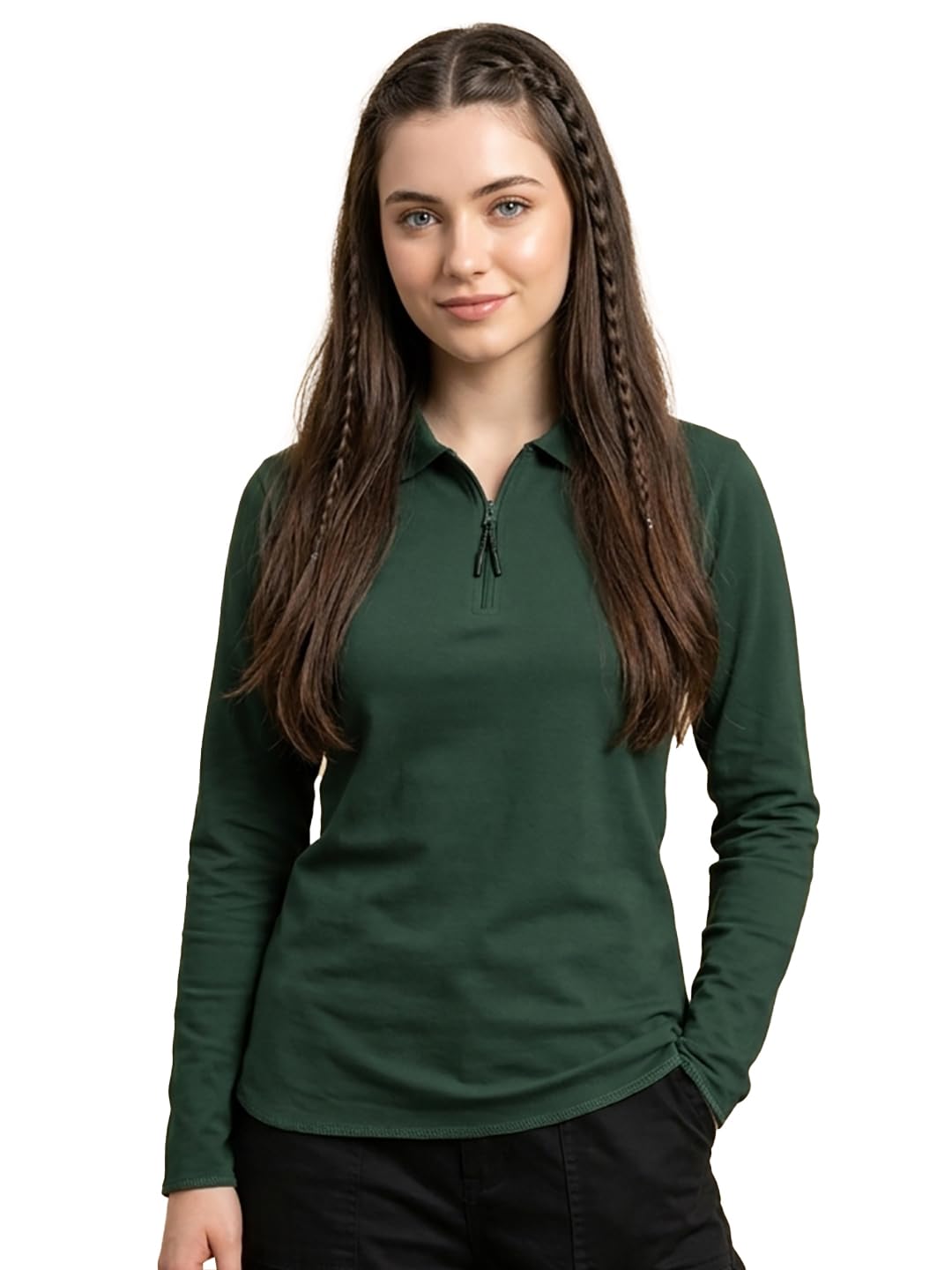riss Women Solid Polo Neck Full Sleeve T-Shirt-picture-41