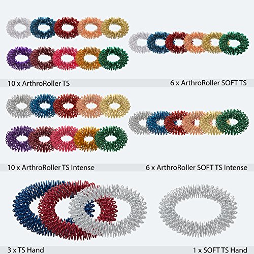 Massageringe Yin Yang - zur Fingermassage oder Zehenmassage aus Edelstahl | 36 Ringe | Mix-Tüte mit verschiedenen Stärken, Durchmessern und Farben |