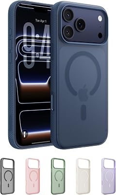 Belkin SheerForce Grip Cover per iPhone 17 Pro Max Compatibile con MagSafe, Design Sottile con Linee Laterali Antiscivolo, Custodia Bumper per iPhone, Magnetica, Trasparente e Anti-urto, Blu