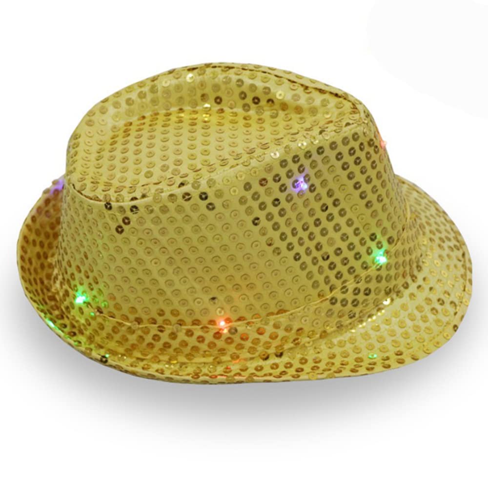 HULA led hat Light Up Snapback Hat Light Up Fedora Flashing Novelty Funky Disco Top Hat Light Up Hat (Yellow)