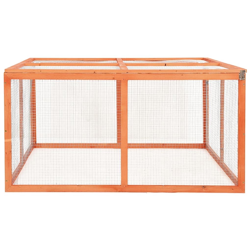 Conejera de madera maciza de abeto, 124 x 120 x 60 cm, con techo protector y rejilla, recinto para conejos, cobayas, hámster, rueda libre, casa para jardín, balcón, habitación