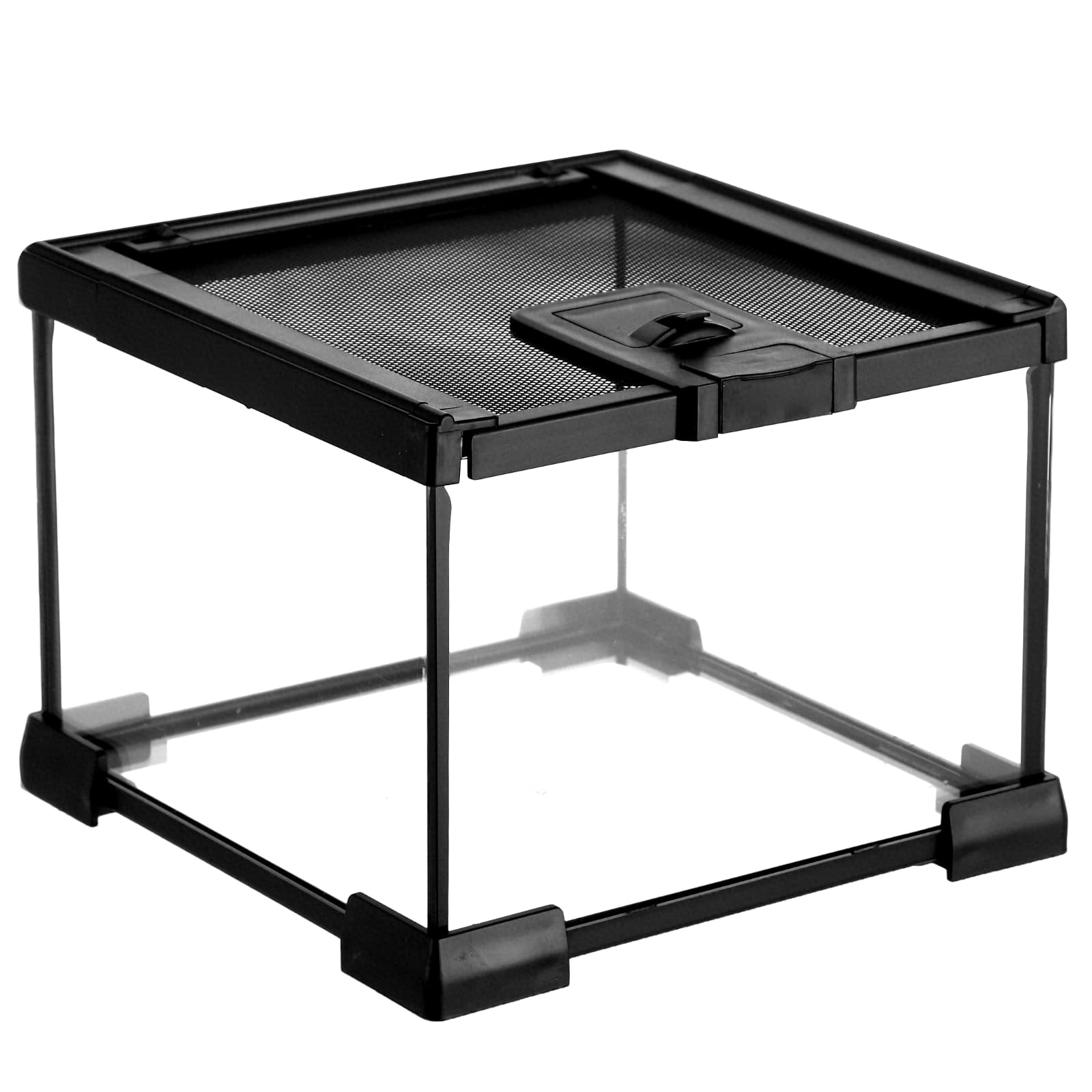 Mini-Reptilien-Glasterrarium 7,9 x 7,9 x 5,7 Zoll, Vollsicht-Regenwald-Vivarium, stapelbares Gehege für Schildkröten, Geckos, Frösche, Einsiedlerkrebse, Keine Montage erforderlich
