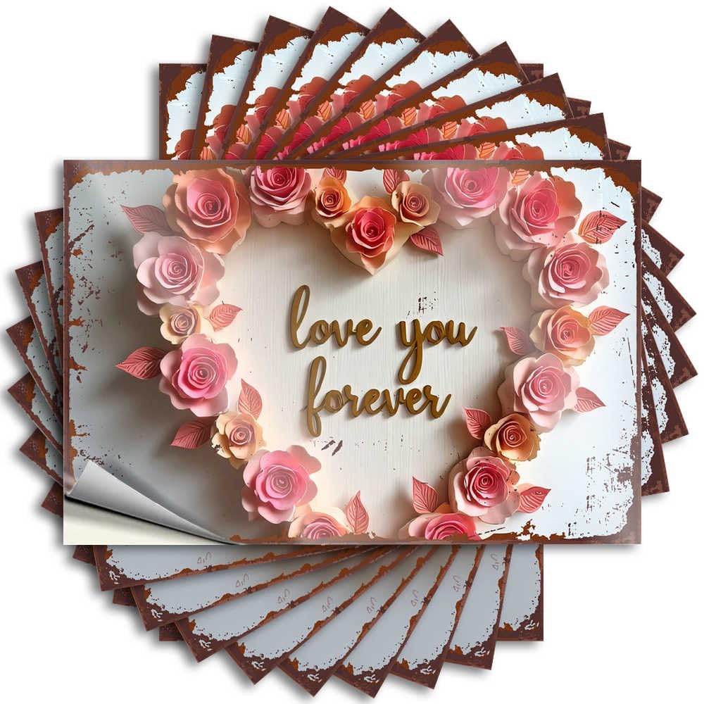 Fzfn Men's Colour Teenage Optical Illusion Decal - Love You Forever: A Heartfelt Floral Declaration Removable Decal Bumper Easy Peel For Water(6X9cm)