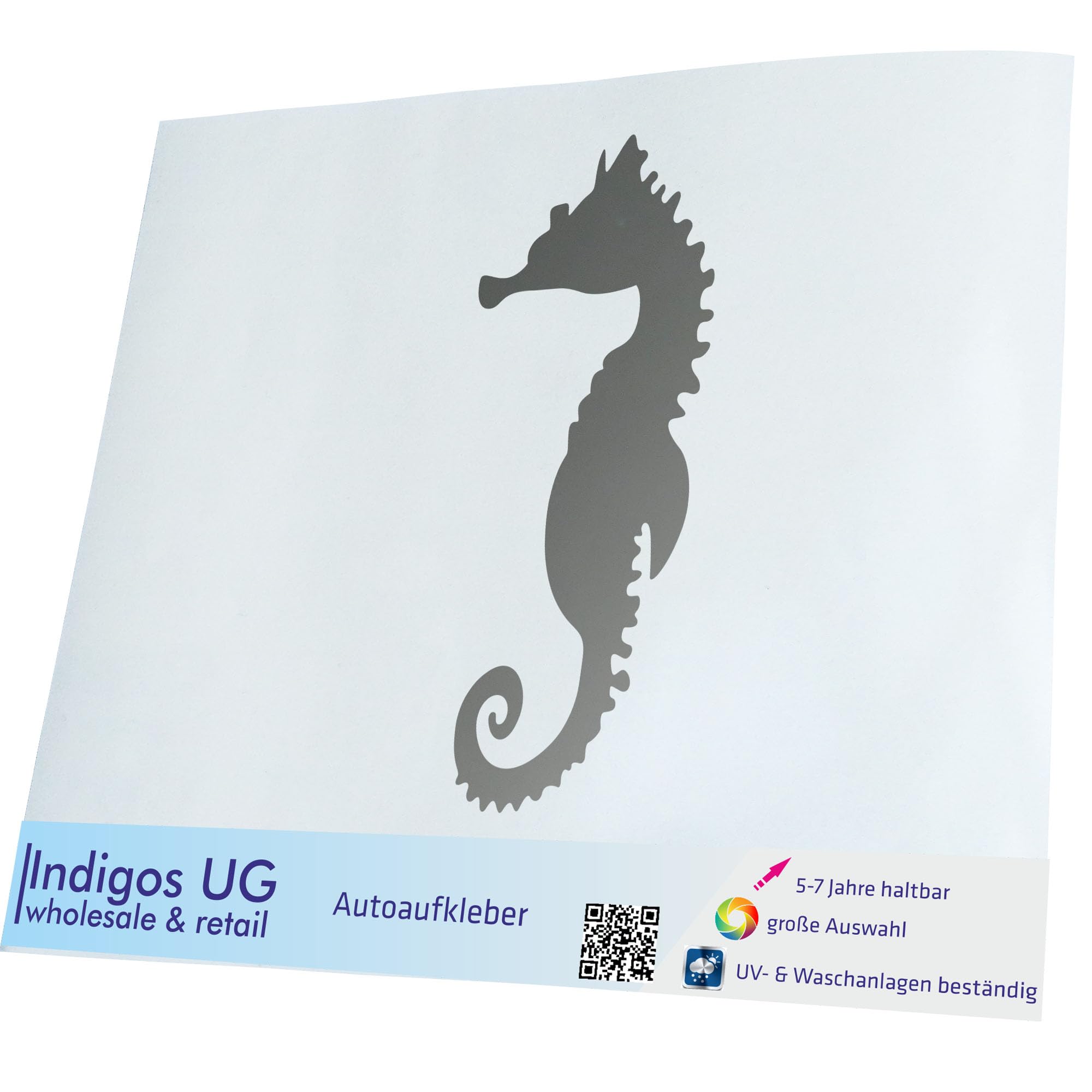 INDIGOS UG Adesivo JDM Die-Cut | Cavalluccio Marino (Seepferdchen) | 190 X 80 Mm | Pellicola Tedesca Per Auto E Superfici Lisce