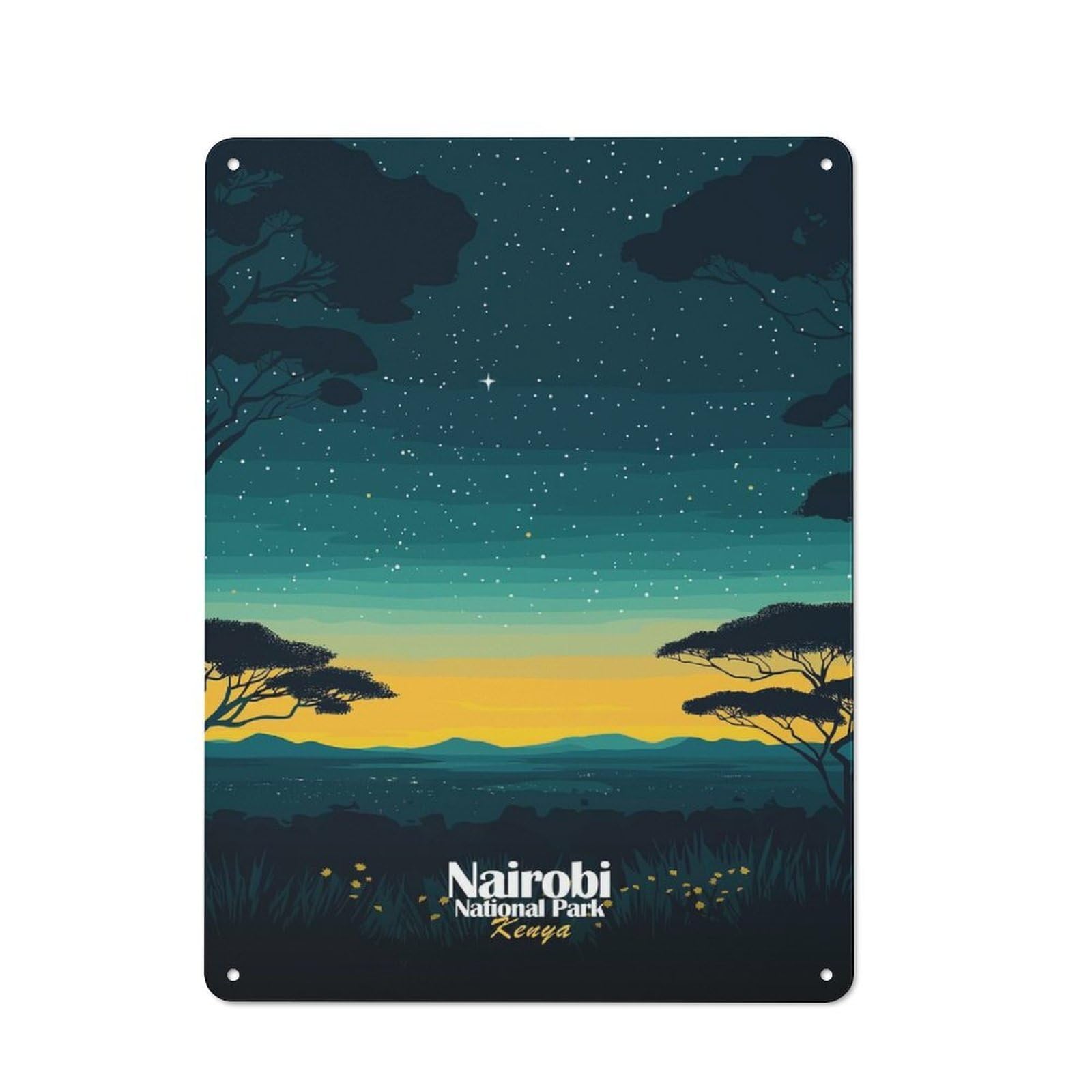 Junmoney Style-15 For Hobby Room Or Studio, Nairobi National Park Night Sky Retro-Style Tin Sign 40X30cm, For Room Styling Across Hobby Rooms And Studios