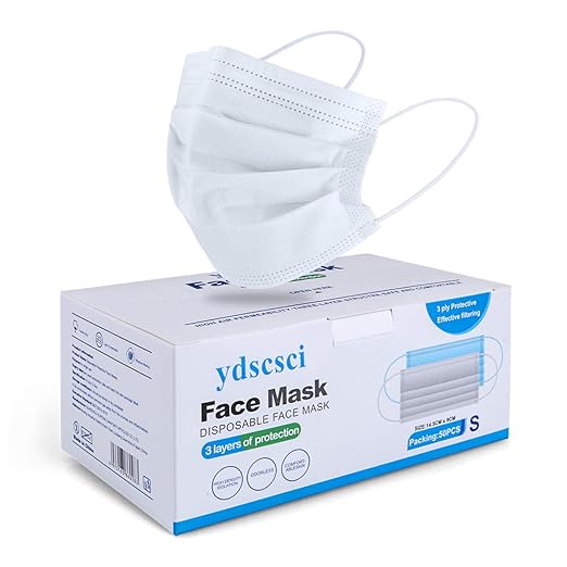 ydscsci 50Pcs Disposable Face Masks Individually Wrapped Breathable Facial Mask for Indoor Outdoor Daily Use
