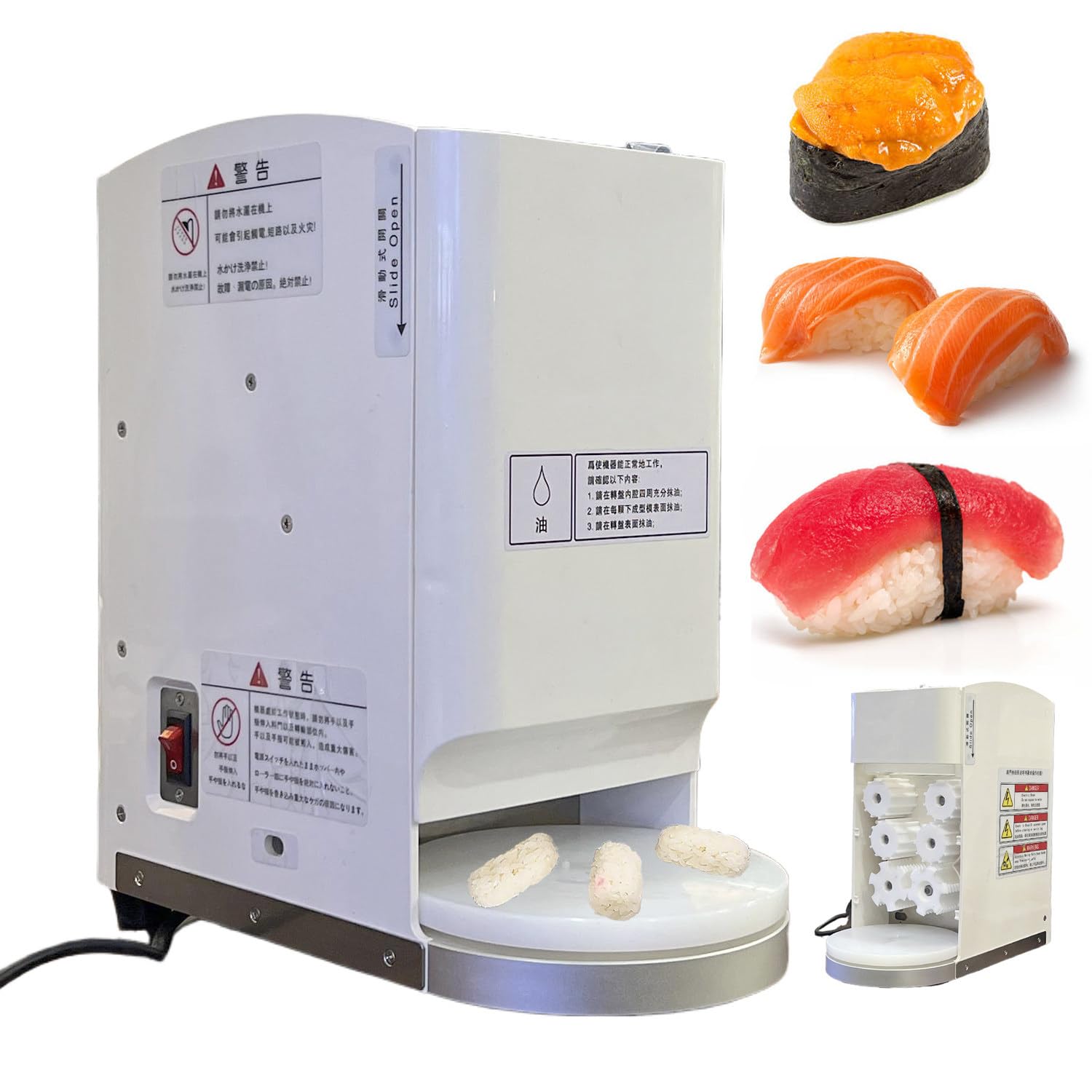 YXZQLOZ Automatic Nigiri Sushi Maker Machine for Making Japanese Hand-Pressed Sushi, Tamago Nigiri, Eel Nigiri, Gunkan-Maki, Adjustable Rice Density